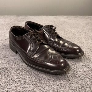 Weyenberg Massagic Dress Shoes Mens 8.5 E Wide Burgundy Wingtip Brogue Poromeric